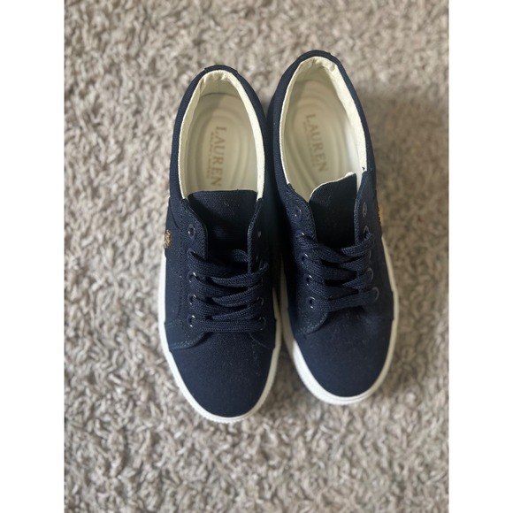 Lauren Ralph‎ Lauren Canvas Sneakers Casual Shoes Navy Blue Sneakers Size 5.5 - Picture 2 of 5